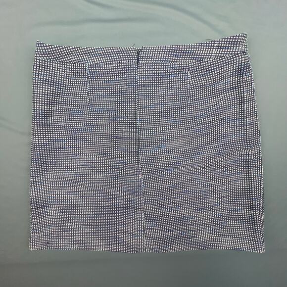Halogen Skirt Navy White Tweed Zip Front Pockets Textured Lined 10 Career - Picture 1 of 7
